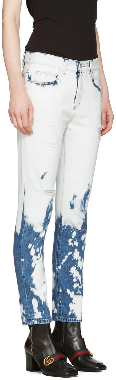 Shop Gucci Blue & White Chlorine Wash Jeans