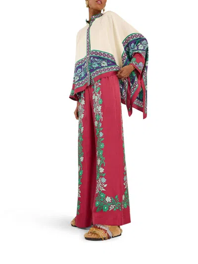 La Doublej Palazzo Printed Silk Wide-leg Pants In Red