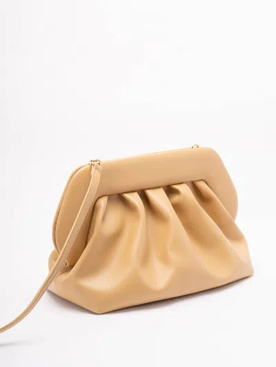 Themoirè Pleated Rectangular Clutch Adaptable Strap In Sand