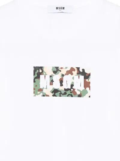 Msgm Camouflage-print T-shirt In White