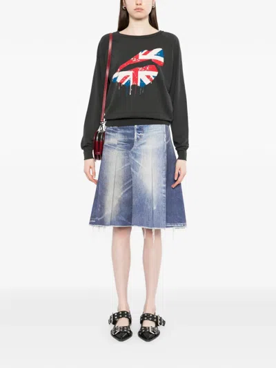 Jade Jagger Logo-print T-shirt In Black