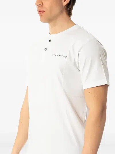 John Richmond Buttoned T-shirt In White
