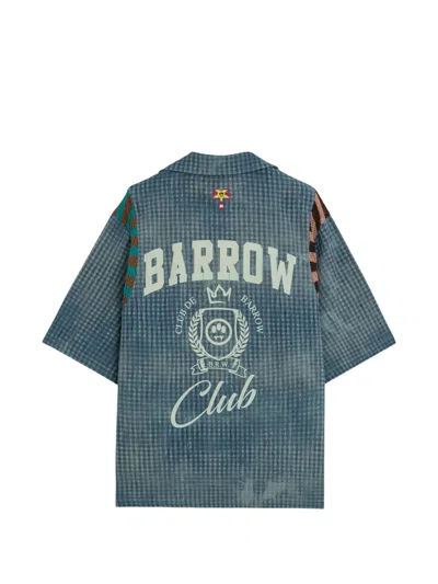 Barrow Bowling Collar Shirt With Micro-checkered Pattern In Blue