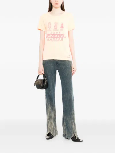 Jade Jagger Logo-print T-shirt In Orange