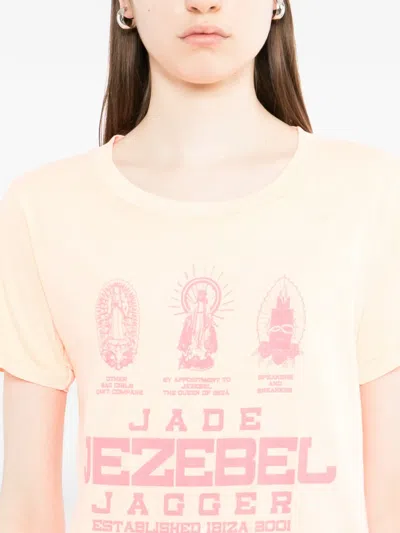 Jade Jagger Logo-print T-shirt In Orange