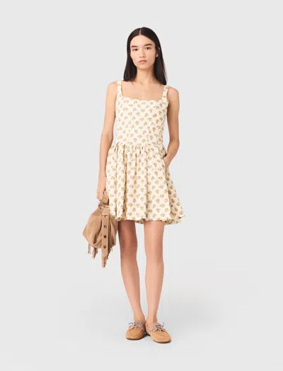 Maje Short Flared Patterned Dress In Neutral