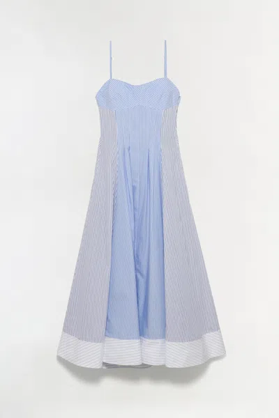 Simkhai Chamberlain Cotton Midi Dress Periwinkle Multi Stripe In Blue