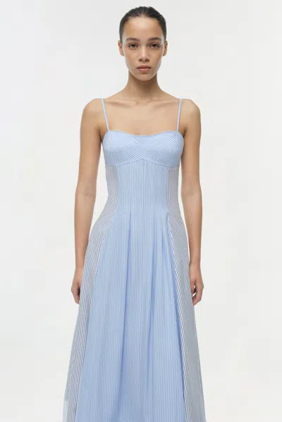 Simkhai Chamberlain Cotton Midi Dress Periwinkle Multi Stripe In Blue