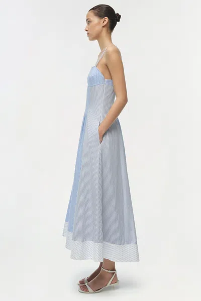 Simkhai Chamberlain Cotton Midi Dress Periwinkle Multi Stripe In Blue