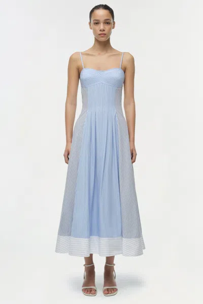 Simkhai Chamberlain Cotton Midi Dress Periwinkle Multi Stripe In Blue