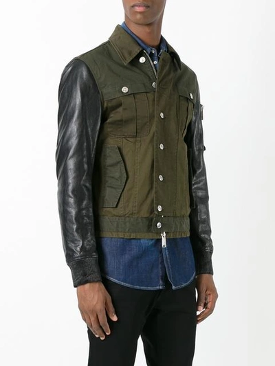 Shop Dsquared2 Shirt Effect Bomber Jacket In Green