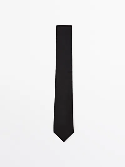 Massimo Dutti Corbata Sarga Con Algodón Y Seda In Black
