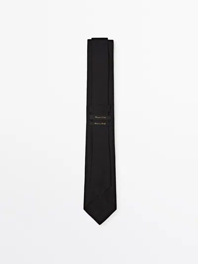 Massimo Dutti Corbata Sarga Con Algodón Y Seda In Black