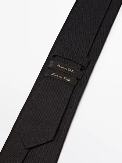 Massimo Dutti Corbata Sarga Con Algodón Y Seda In Black