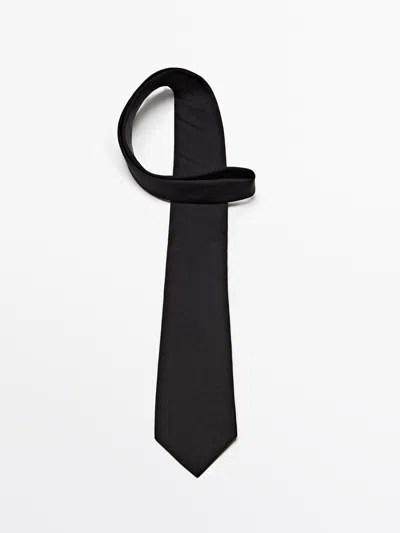 Massimo Dutti Corbata Sarga Con Algodón Y Seda In Black