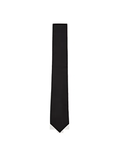 Massimo Dutti Corbata Sarga Con Algodón Y Seda In Black