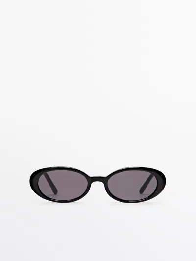 Massimo Dutti Gafa De Sol Mini Ovalada In Black