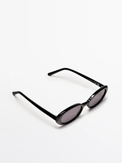 Massimo Dutti Gafa De Sol Mini Ovalada In Black