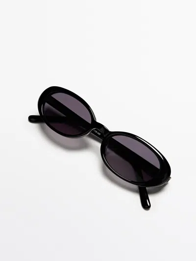 Massimo Dutti Gafa De Sol Mini Ovalada In Black