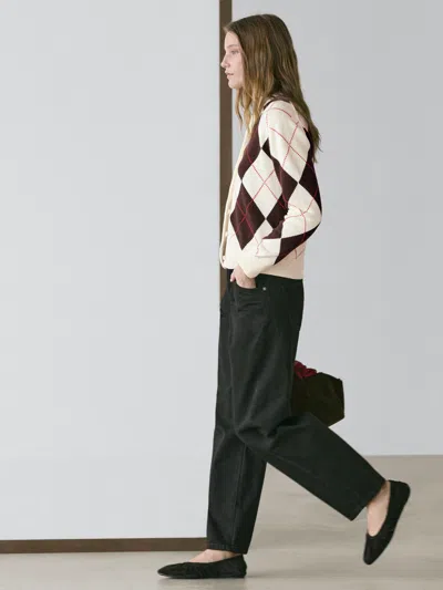 Massimo Dutti Cárdigan De Punto Con Rombos De Algodón In Multi