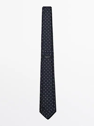 Massimo Dutti Corbata 100% Seda Morera In Blue
