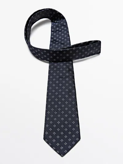 Massimo Dutti Corbata 100% Seda Morera In Blue