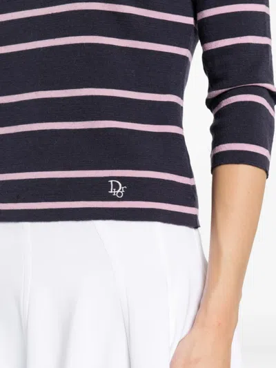 Pre-owned Dior 2010s Striped-pattern Top In Blue