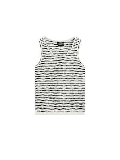 Massimo Dutti Top Punto 100% Algodón In White
