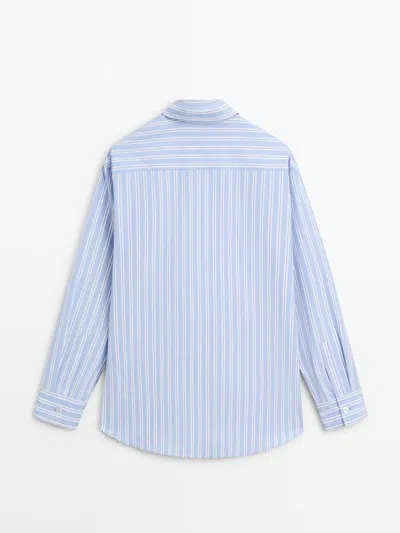 Massimo Dutti Camisa Rayas 100% Algodón In Blue