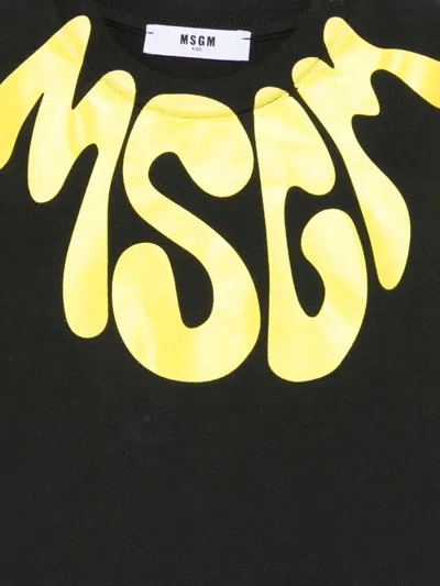 Msgm Short-sleeve Graphic-print T-shirt In Black