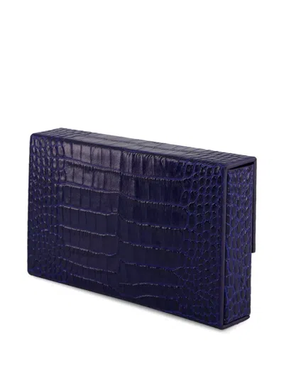 Tom Ford Rectangular Clutch Crocodile Texture Gold Hardware In Blue