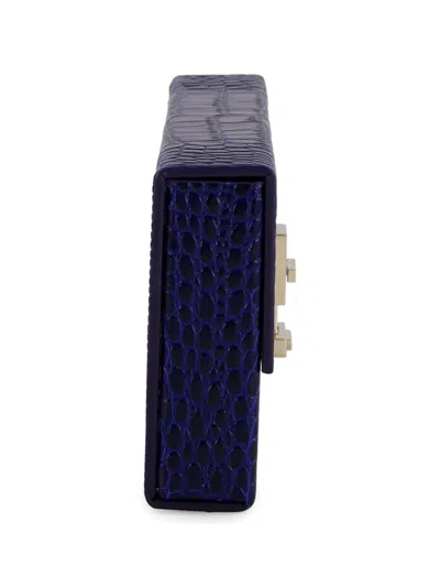 Tom Ford Rectangular Clutch Crocodile Texture Gold Hardware In Blue