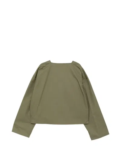 Hed Mayner Collared Cutwork Jacket In Green