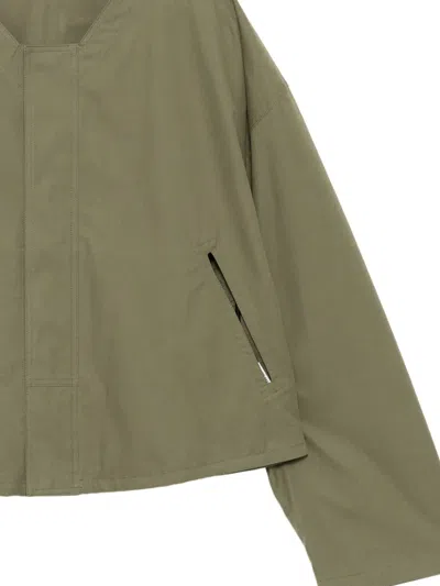 Hed Mayner Collared Cutwork Jacket In Green