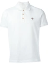 Moncler Logo Patch Jersey Short Sleeve Polo Shirt In White