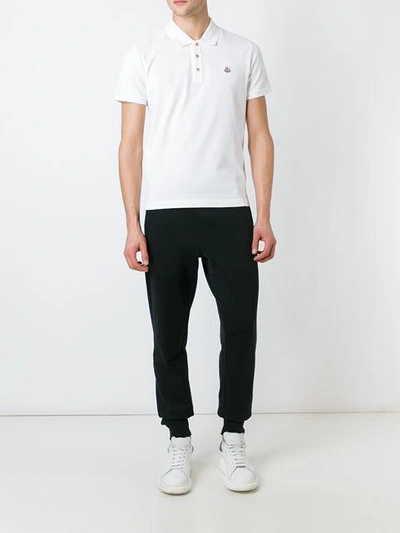 Shop Moncler Classic Polo Shirt In White