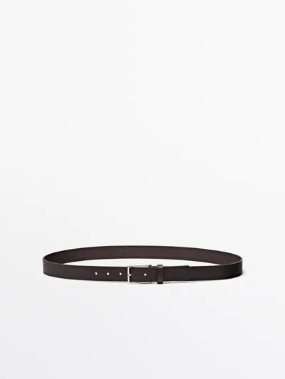 Massimo Dutti Cinturón Hebilla Rectangular Piel Napa In Brown