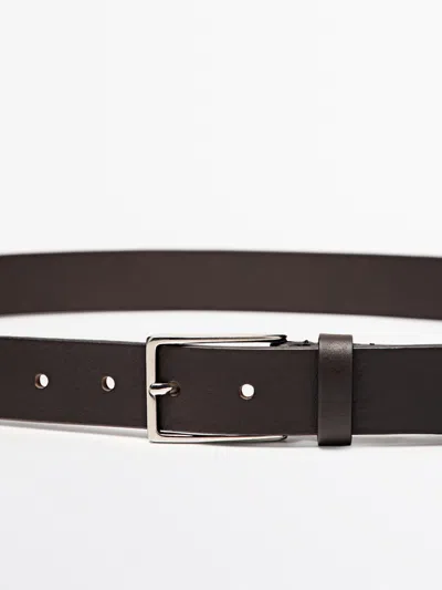 Massimo Dutti Cinturón Hebilla Rectangular Piel Napa In Brown