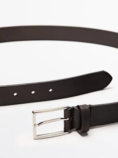 Massimo Dutti Cinturón Hebilla Rectangular Piel Napa In Brown