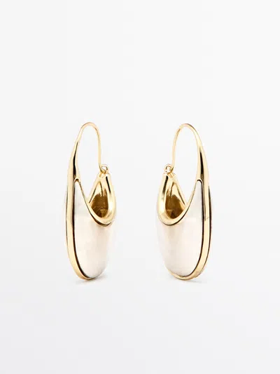 Massimo Dutti Pendientes Anilla Combinada In Silver