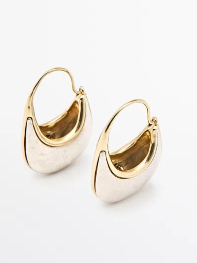 Massimo Dutti Pendientes Anilla Combinada In Silver