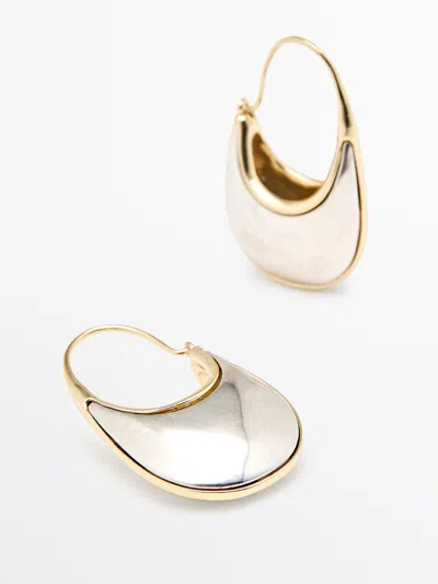 Massimo Dutti Pendientes Anilla Combinada In Silver