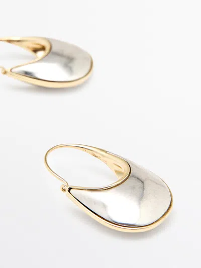 Massimo Dutti Pendientes Anilla Combinada In Silver
