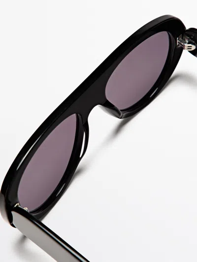 Massimo Dutti Gafas De Sol Ovalada In Black