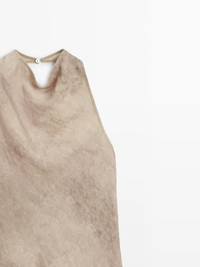 Massimo Dutti Top Halter Efecto Desgastado In Brown