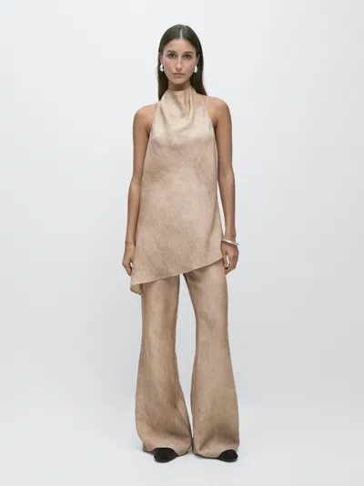 Massimo Dutti Top Halter Efecto Desgastado In Brown