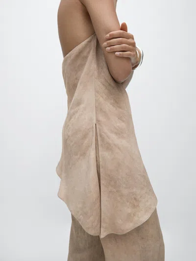 Massimo Dutti Top Halter Efecto Desgastado In Brown
