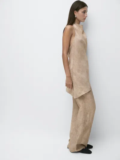 Massimo Dutti Top Halter Efecto Desgastado In Brown