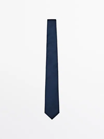 Massimo Dutti Corbata Estructura 100% Seda In Blue