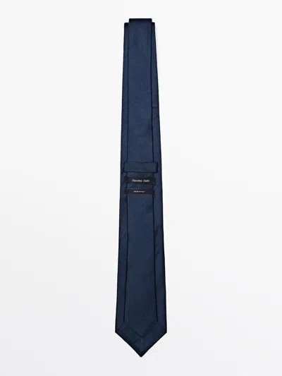 Massimo Dutti Corbata Estructura 100% Seda In Blue